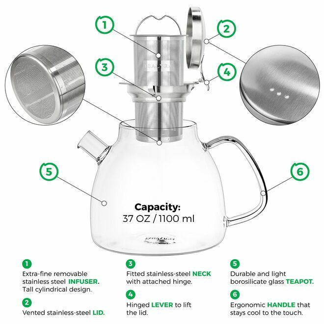 Lyra Glass Teapot 37 oz