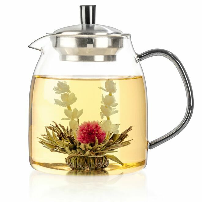 Glass Teapot + 12 Blooming Tea Gift Set
