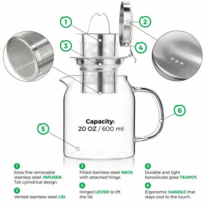 Pyxis Glass Teapot 20oz