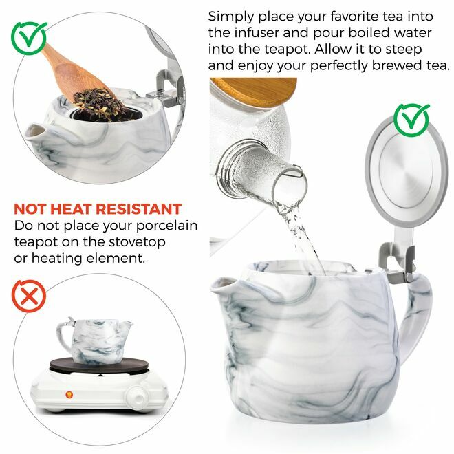 Pluto Marble Porcelain Teapot 18.2oz