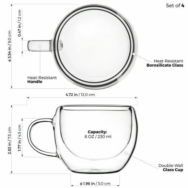 Universe Double Wall Glasses, Set of 4